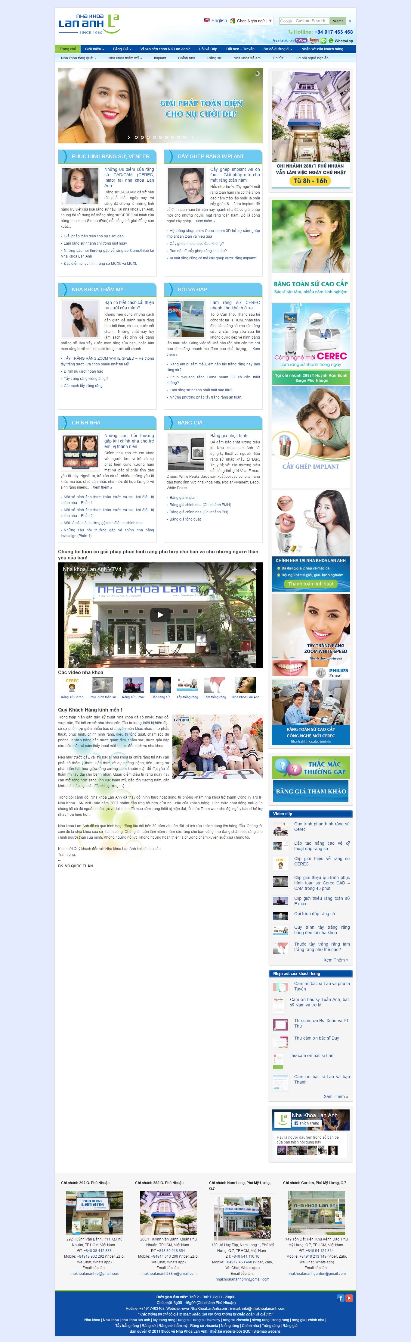 Thiết kế website nha khoa Lan Anh đẹp, chuyên nghiệp chuẩn SEO